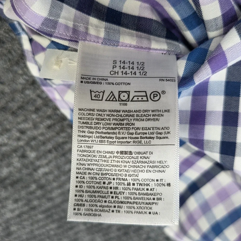 Banana Republic Non-Iron Tailored Slim Fit Shirt Men's Size S Purple Blue Plaid‎
